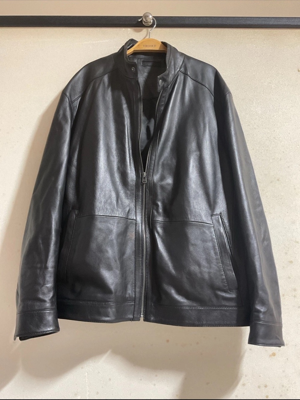 roundtree and yorke mens Black Motorcycle Leather Jacket Z-XL See Photos